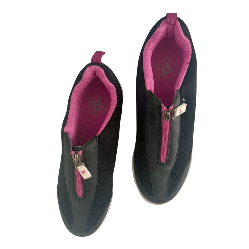 Propet TravelActiv Womens 7.5 D Black and Pink Zip Up Sneaker New w/out Box